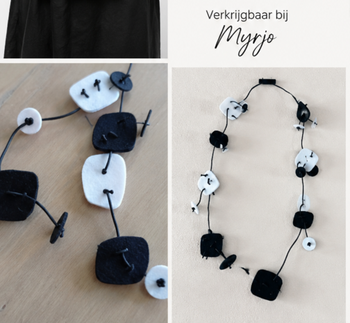 Handgemaakte ketting zwart/ wit  