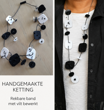 Handgemaakte ketting zwart/ wit  