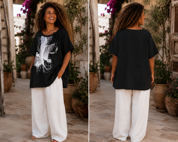 Tuniek zwart met print