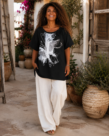 Tuniek zwart met print