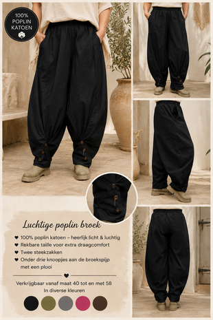 Broek zwart met decoratieve knoop details 