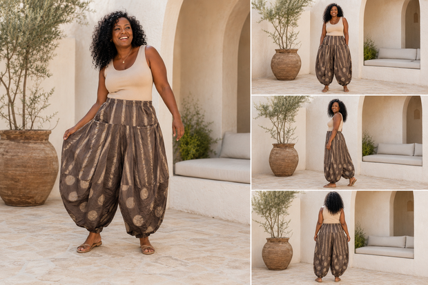 Ballonbroek bruin met leuke printdetails 