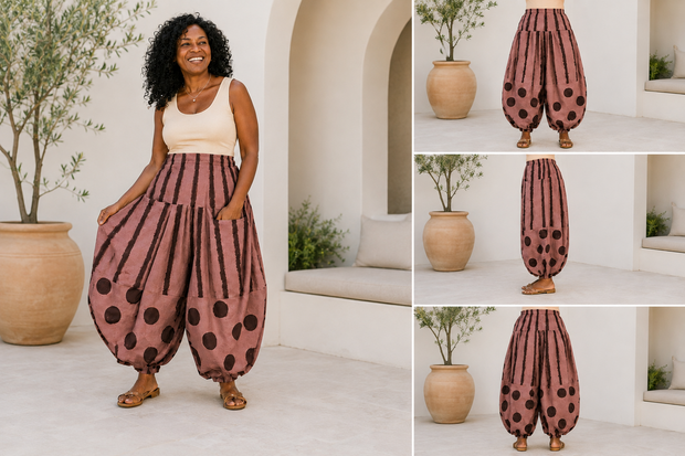 Ballonbroek oud- roze met leuke printdetails 