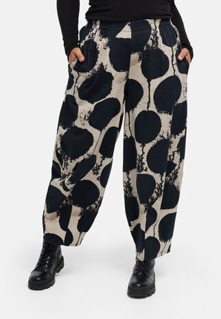 Kekoo 'Oria' broek champagne-zwart stretchkatoen, ballonvorm