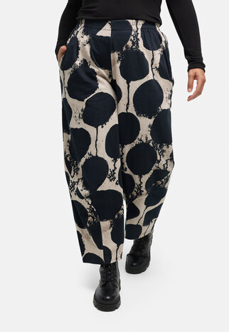 Kekoo 'Oria' broek champagne-zwart stretchkatoen, ballonvorm
