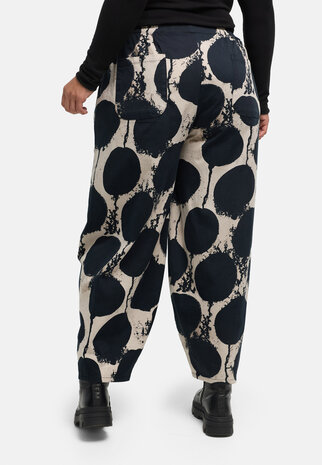Kekoo 'Oria' broek champagne-zwart stretchkatoen, ballonvorm