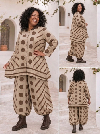 Tijdloze-tuniek,-Zand-met-unieke-Printdetails