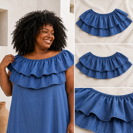 Myrjo Denim Dream &ndash; Losse Volantkraag 💙