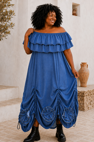 Myrjo Denim Dream &ndash; Losse Volantkraag 💙