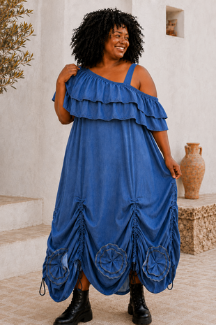 Myrjo Denim Dream &ndash; Losse Volantkraag 💙