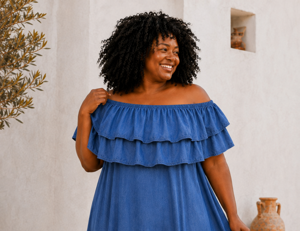 Myrjo Denim Dream &ndash; Losse Volantkraag 💙