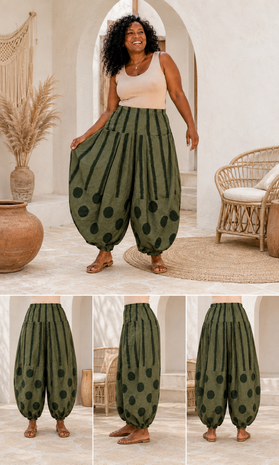 Ballonbroek Jersey Army  met Leuke Printdetails 