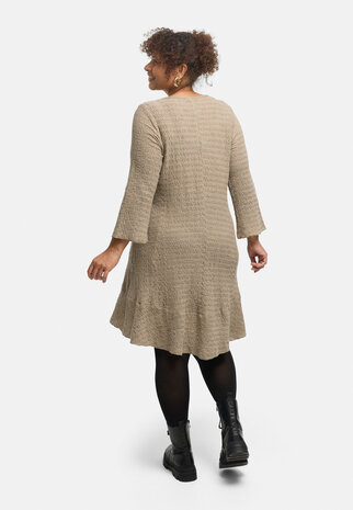 'Marella' jurk &ndash; katoenmix, A-lijn taupe