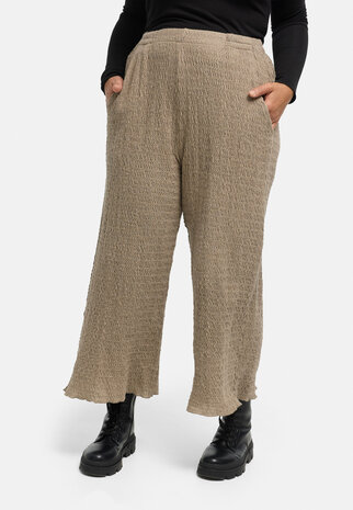 'Marella' broek &ndash; katoenmix, wijd taupe