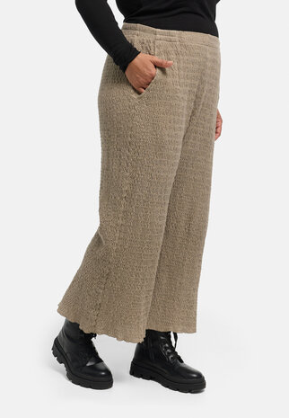 'Marella' broek &ndash; katoenmix, wijd taupe