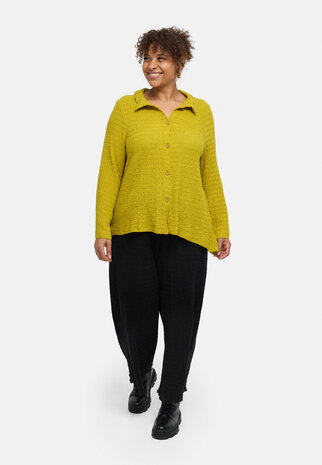 'Marella' blouse &ndash; katoenmix, structuurstof limoen