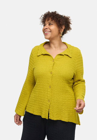 'Marella' blouse &ndash; katoenmix, structuurstof limoen