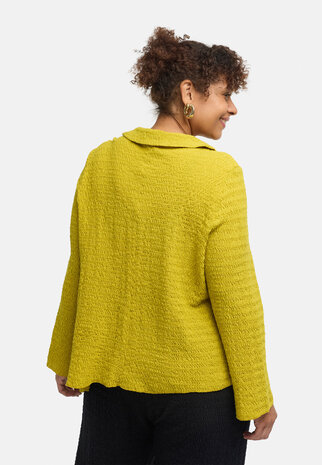 'Marella' blouse &ndash; katoenmix, structuurstof limoen