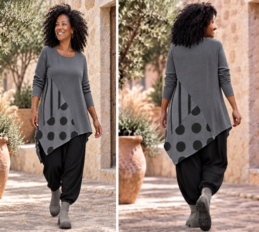 Speelse Stippen Tuniek Grijs &ndash; Stoer, Comfortabel & Uniek jersey