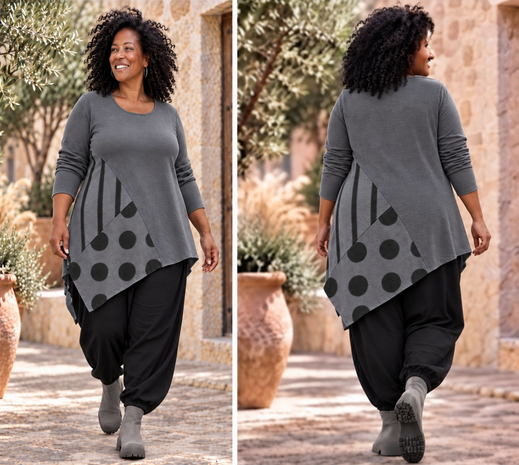 Speelse Stippen Tuniek Grijs &ndash; Stoer, Comfortabel & Uniek jersey