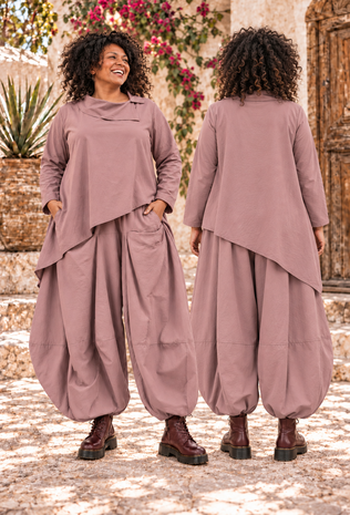 Oud Roze Asymmetrische  A-lijn Poplin Tuniek