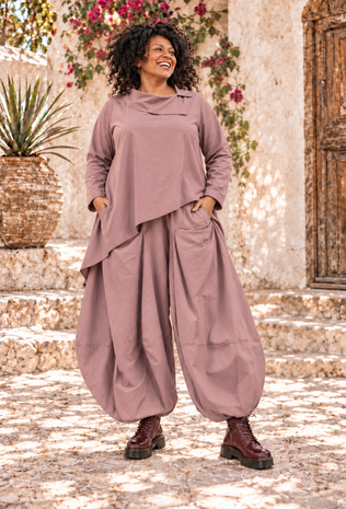 Oud Roze Asymmetrische  A-lijn Poplin Tuniek