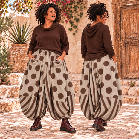 Ballonbroek Corduroy Beige  met Leuke Printdetails 