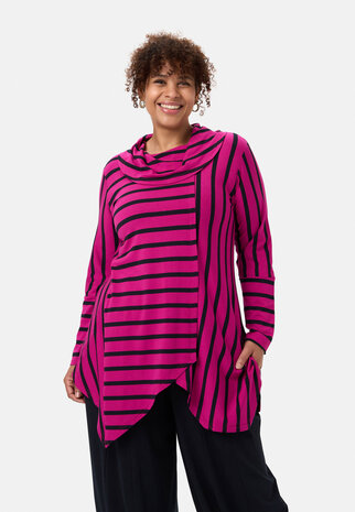'Sienna'-tuniek - viscose-stretch, puntige zoom Pink