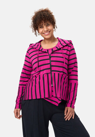 'Sienna' jacke /vest - viscose-stretch, streifenmix Pink