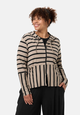 'Sienna' Jacke  / Vest - Viscose-Stretch, Strepenmix Beige