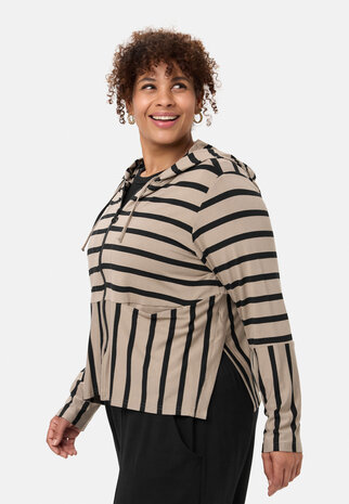 'Sienna' Jacke  / Vest - Viscose-Stretch, Strepenmix Beige