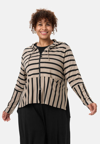 'Sienna' Jacke  / Vest - Viscose-Stretch, Strepenmix Beige