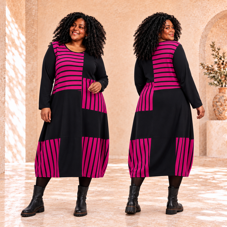 Jurk 'Sienna' - gestreepte look, Elegant en Chic Pink