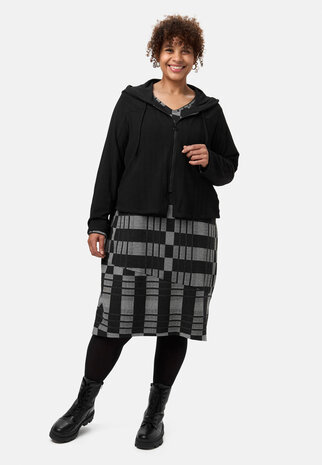 'Vera'-Jas/ Vest - effen Zwart met een Casual model en Capuchon.