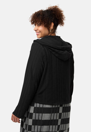 'Vera'-Jas/ Vest - effen Zwart met een Casual model en Capuchon.