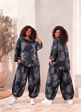 Tuniek Corduroy Grijs met Leuke Printdetails 