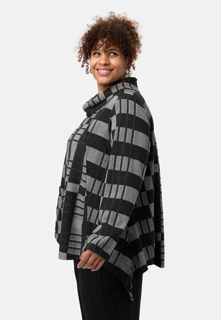 'Karina'-tuniek- geruit patroon en losse sjaalkraag 