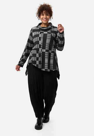 'Karina'-tuniek- geruit patroon en losse sjaalkraag 