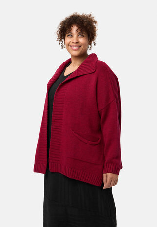 Gebreid Bordeaux Vest 'Vella' - Katoenmix met Wol, losse Pasvorm