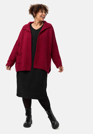 Gebreid Bordeaux Vest 'Vella' - Katoenmix met Wol, losse Pasvorm