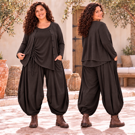 Stijlvol Jersey Vest Bruin met Asymmetrische Zoom 