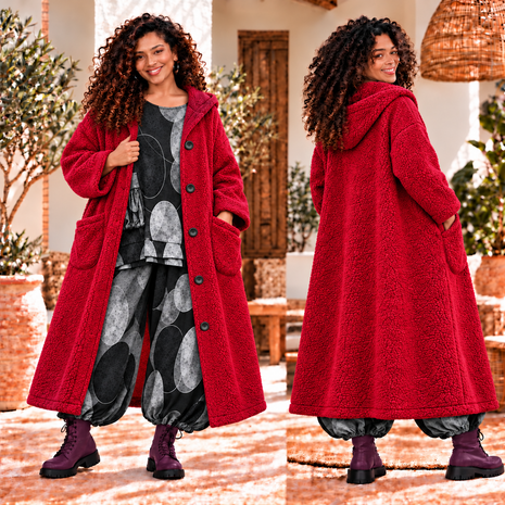 Rood The Ultimate Cozy Teddy Coat &ndash; Oversized & One-Size Curvy Luxe Jas