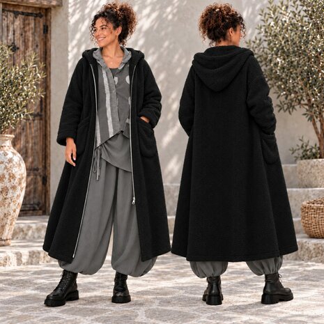 Zwart The Ultimate Cozy Teddy Coat &ndash; Oversized & One-Size Curvy Luxe Jas met ritssluiting