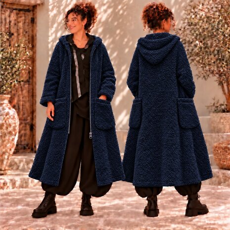Blauw The Ultimate Cozy Teddy Coat &ndash; Oversized & One-Size Curvy Luxe Jas met ritssluiting