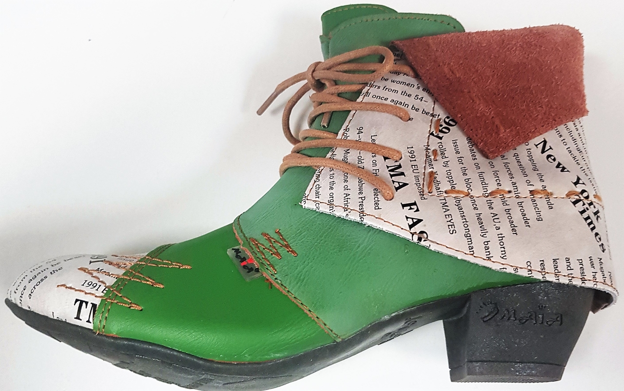Sympton vergeven Oordeel Myrjo schoenen, halfhoge schoen veter, groen met letterprint - Myrjo