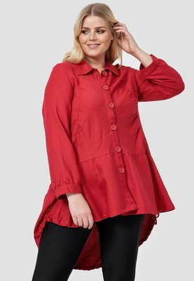 Kekoo rood tuniek, blouse met reverskraag, voor korter dan achter