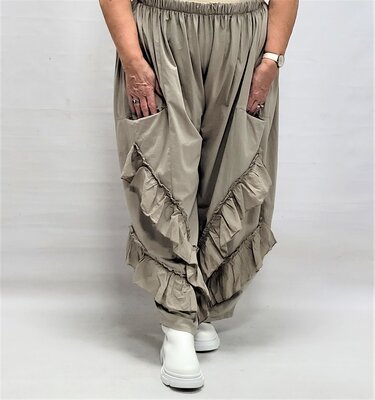 Broek taupe-ruches