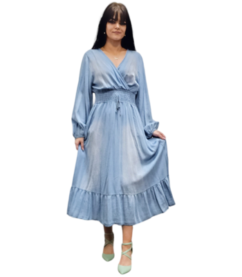 Denim jurk met elastische taille