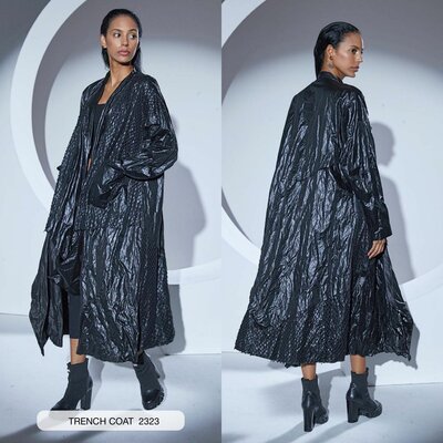 Women woven Trench Coat black