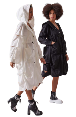 Women woven Trench coat  black cutouts